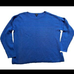 TALBOTS WOMEN'S SWEATER SZ XL Long Sleeve Blue Cotton Blend EUC TEXTURED